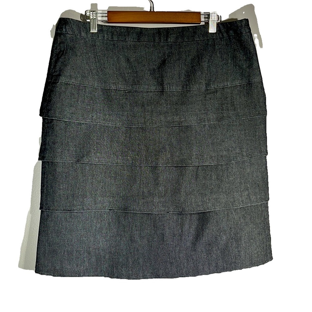 Sandro Woman Black Jean Stretch A-line Tiered Skirt Size 16W